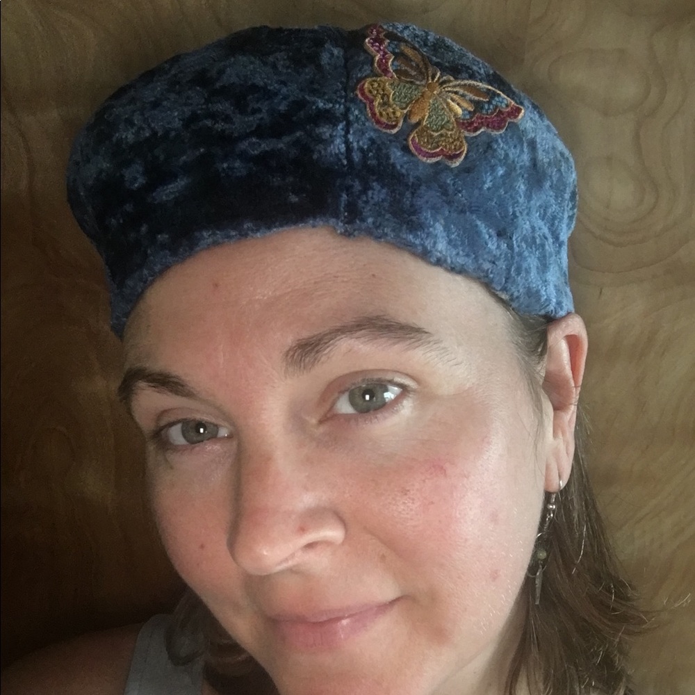 Crushed velvet butterfly pillbox hat (handmade)